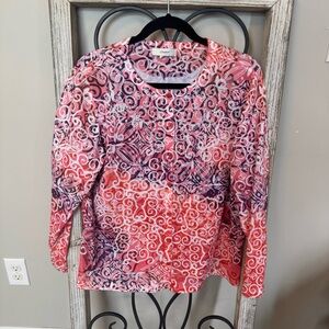 CJ Banks Pink and Purple Women's Button‎ Up Top Size 1X Estimate